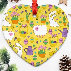 Cute Easter Pattern Ornament (heart) by Valentinaart