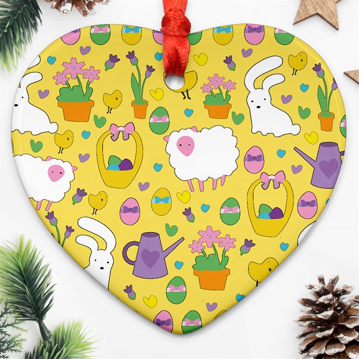 Cute Easter pattern Ornament (Heart)