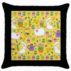 Cute Easter Pattern Throw Pillow Case (black) by Valentinaart