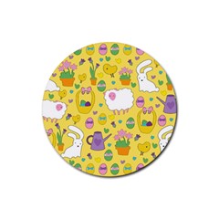 Cute Easter Pattern Rubber Coaster (round)  by Valentinaart