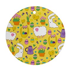 Cute Easter Pattern Round Ornament (two Sides) by Valentinaart