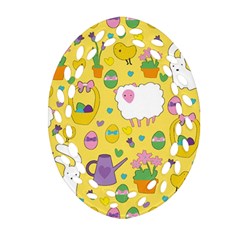 Cute Easter Pattern Ornament (oval Filigree) by Valentinaart