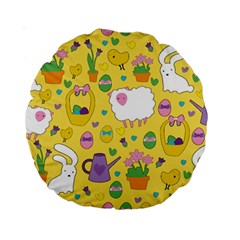 Cute Easter Pattern Standard 15  Premium Round Cushions by Valentinaart