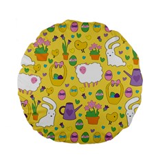 Cute Easter Pattern Standard 15  Premium Flano Round Cushions by Valentinaart