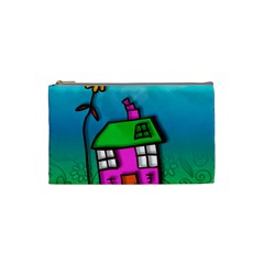 Cartoon Grunge Cat Wallpaper Background Cosmetic Bag (small)  by Nexatart