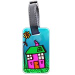 Cartoon Grunge Cat Wallpaper Background Luggage Tags (Two Sides) Back