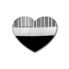 Piano Keys On The Black Background Rubber Coaster (heart)  by Nexatart