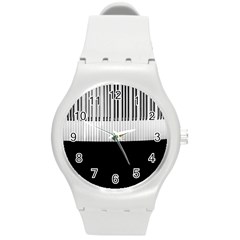 Piano Keys On The Black Background Round Plastic Sport Watch (m) by Nexatart