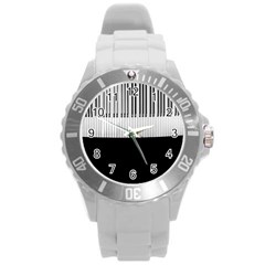 Piano Keys On The Black Background Round Plastic Sport Watch (l) by Nexatart