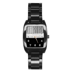 Piano Keys On The Black Background Stainless Steel Barrel Watch by Nexatart