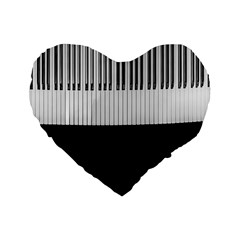 Piano Keys On The Black Background Standard 16  Premium Flano Heart Shape Cushions by Nexatart