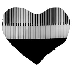 Piano Keys On The Black Background Large 19  Premium Flano Heart Shape Cushions by Nexatart