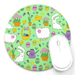 Cute Easter Pattern Round Mousepads by Valentinaart