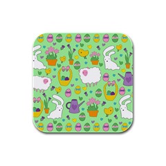 Cute Easter Pattern Rubber Square Coaster (4 Pack)  by Valentinaart