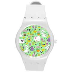 Cute Easter Pattern Round Plastic Sport Watch (m) by Valentinaart