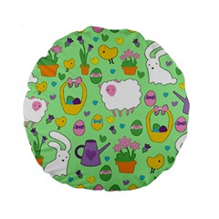 Cute Easter Pattern Standard 15  Premium Round Cushions by Valentinaart