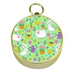 Cute Easter Pattern Gold Compasses by Valentinaart