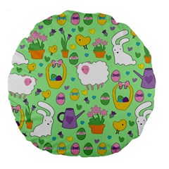 Cute Easter Pattern Large 18  Premium Flano Round Cushions by Valentinaart