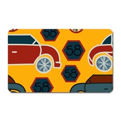 Husbands Cars Autos Pattern On A Yellow Background Magnet (rectangular) by Nexatart