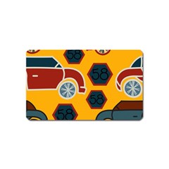 Husbands Cars Autos Pattern On A Yellow Background Magnet (name Card) by Nexatart