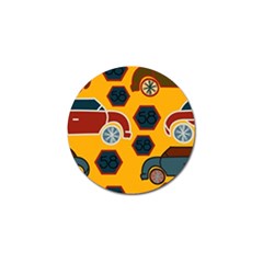 Husbands Cars Autos Pattern On A Yellow Background Golf Ball Marker by Nexatart