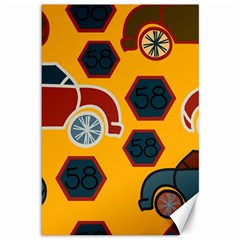 Husbands Cars Autos Pattern On A Yellow Background Canvas 12  X 18   by Nexatart