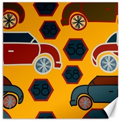 Husbands Cars Autos Pattern On A Yellow Background Canvas 16  X 16   by Nexatart