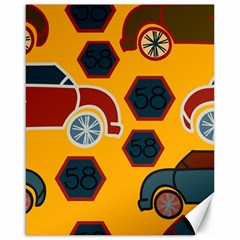 Husbands Cars Autos Pattern On A Yellow Background Canvas 16  X 20   by Nexatart