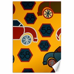 Husbands Cars Autos Pattern On A Yellow Background Canvas 20  X 30   by Nexatart