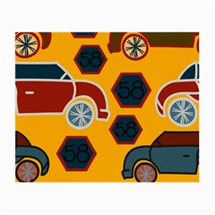 Husbands Cars Autos Pattern On A Yellow Background Small Glasses Cloth (2-side) by Nexatart