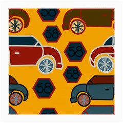 Husbands Cars Autos Pattern On A Yellow Background Medium Glasses Cloth by Nexatart