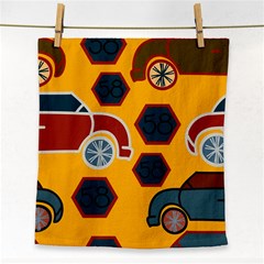 Husbands Cars Autos Pattern On A Yellow Background Face Towel by Nexatart