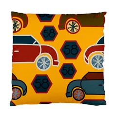 Husbands Cars Autos Pattern On A Yellow Background Standard Cushion Case (one Side) by Nexatart