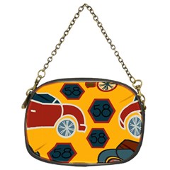 Husbands Cars Autos Pattern On A Yellow Background Chain Purses (two Sides) 