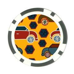 Husbands Cars Autos Pattern On A Yellow Background Poker Chip Card Guard (10 Pack) by Nexatart