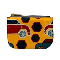 Husbands Cars Autos Pattern On A Yellow Background Mini Coin Purses by Nexatart