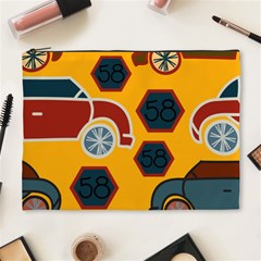 Husbands Cars Autos Pattern On A Yellow Background Cosmetic Bag (xl) by Nexatart