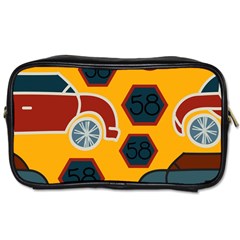 Husbands Cars Autos Pattern On A Yellow Background Toiletries Bags by Nexatart