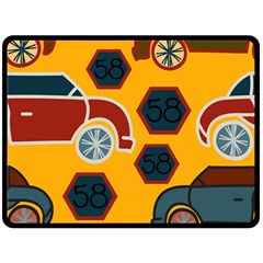 Husbands Cars Autos Pattern On A Yellow Background Fleece Blanket (large)  by Nexatart