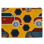 Husbands Cars Autos Pattern On A Yellow Background Cosmetic Bag (XXL)  Back