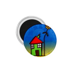 Colorful Illustration Of A Doodle House 1 75  Magnets by Nexatart