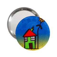 Colorful Illustration Of A Doodle House 2 25  Handbag Mirrors by Nexatart