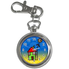 Colorful Illustration Of A Doodle House Key Chain Watches by Nexatart