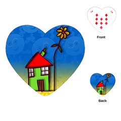 Colorful Illustration Of A Doodle House Playing Cards (heart)  by Nexatart