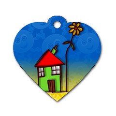 Colorful Illustration Of A Doodle House Dog Tag Heart (one Side) by Nexatart