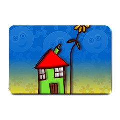 Colorful Illustration Of A Doodle House Small Doormat  by Nexatart