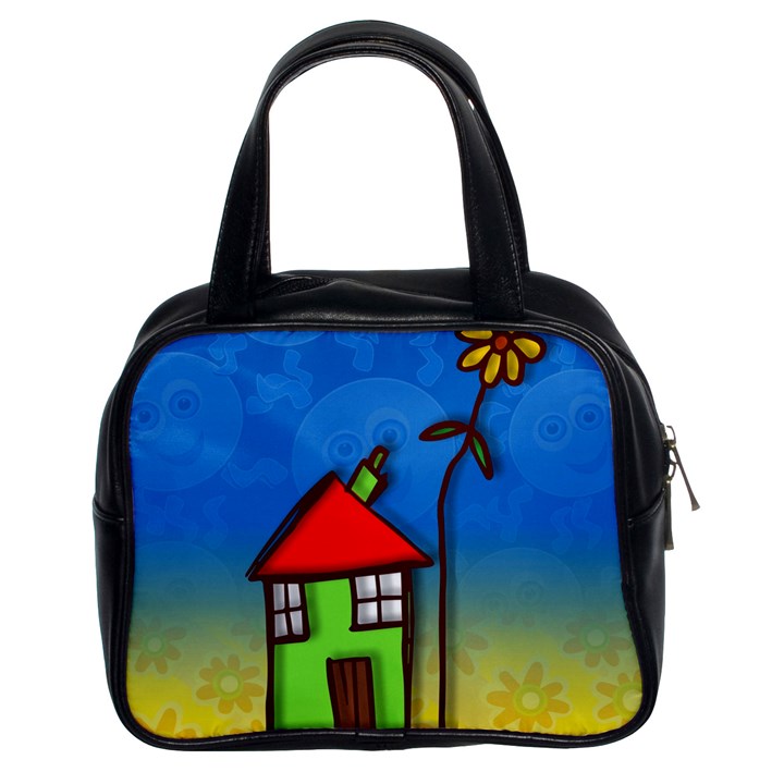 Colorful Illustration Of A Doodle House Classic Handbags (2 Sides)