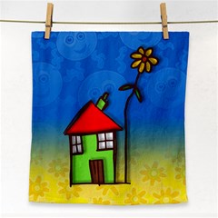 Colorful Illustration Of A Doodle House Face Towel by Nexatart