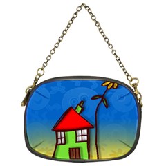 Colorful Illustration Of A Doodle House Chain Purses (two Sides)  by Nexatart