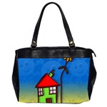 Colorful Illustration Of A Doodle House Office Handbags (2 Sides)  Front